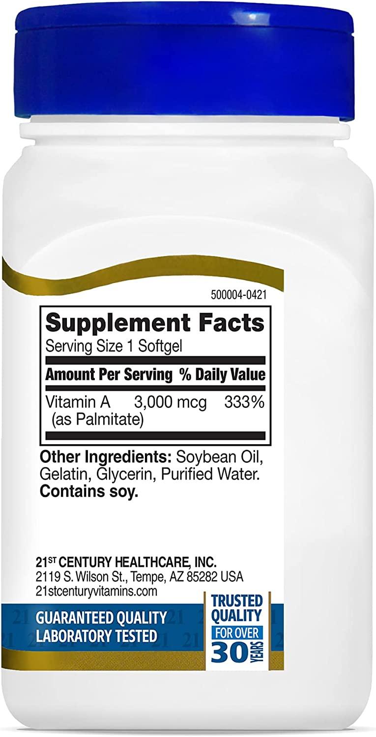 Vitamin A 3000mcg (10,000 IU) 110 Softgels