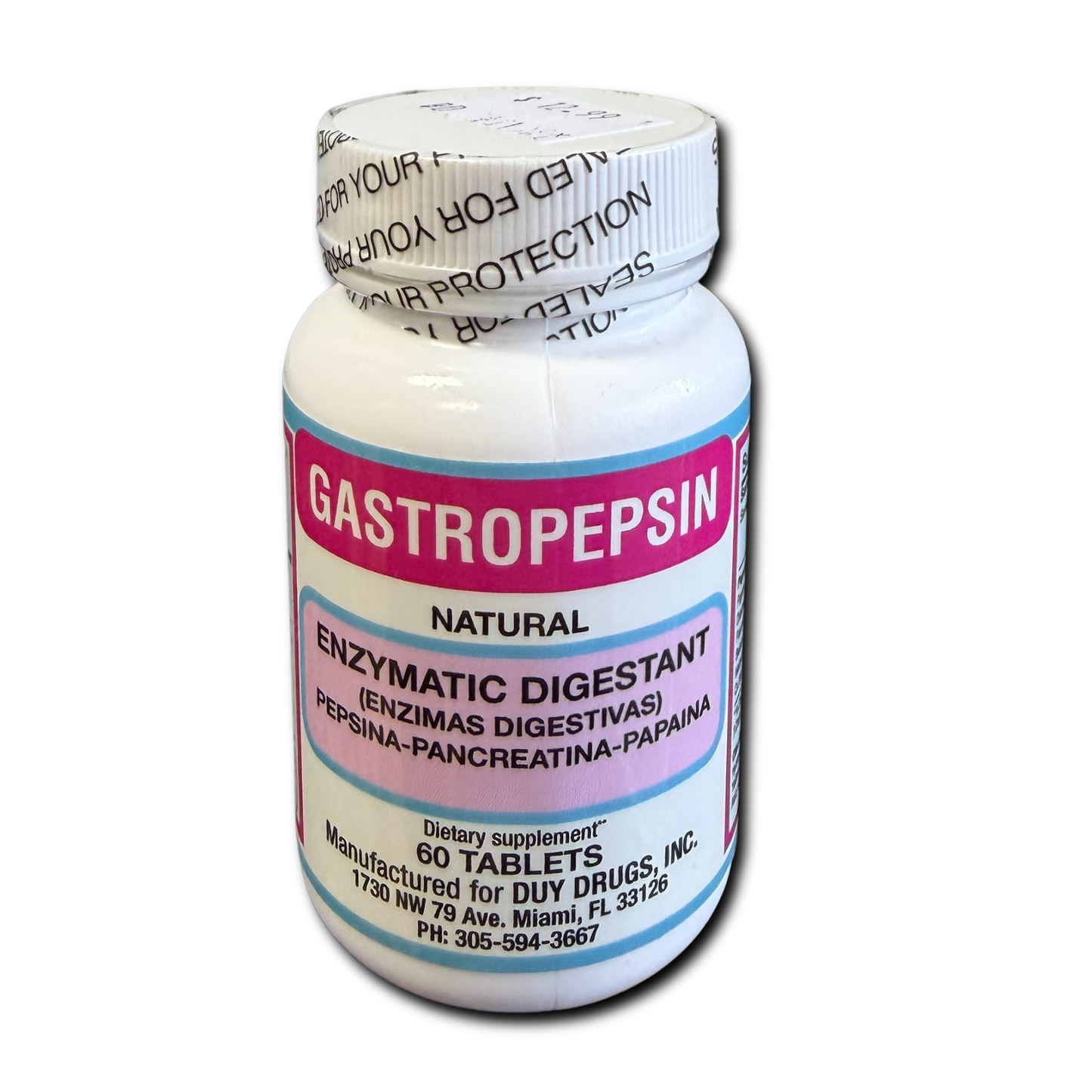 Gastropepsin Natural Enzymatic Digestant (Pepsin + Pancreatin + Papain) 60 Tablets