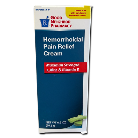 Hemorrhoidal Pain Relief Cream Maximum Strength with Aloe & Vitamin E 0.9 oz (25.5 g)